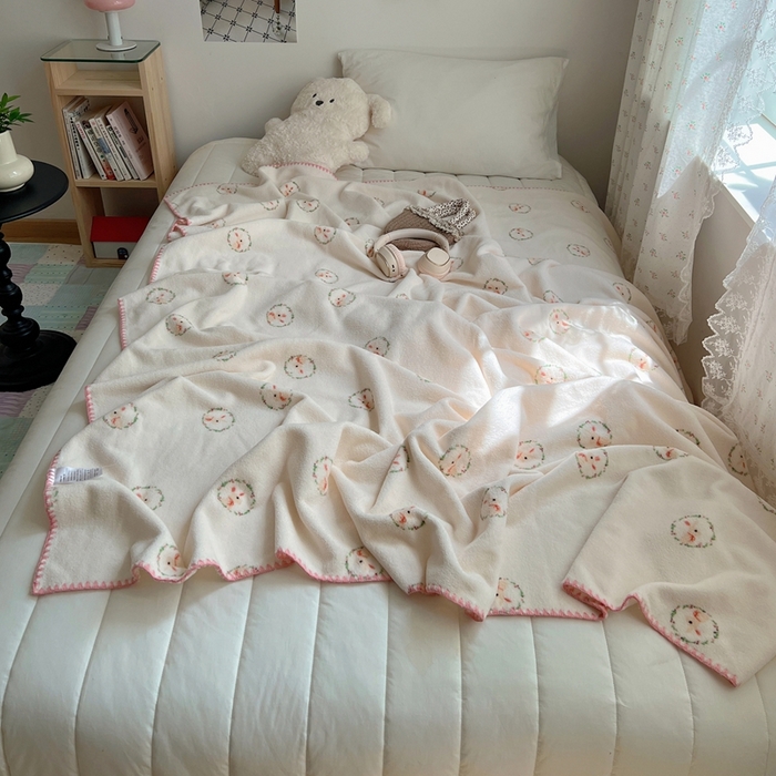 91家纺网 家纺一手货源 找家纺 （总）萝莉家纺 2025新款四季多功能双面宝宝绒暖肤毯米粒绒毛毯