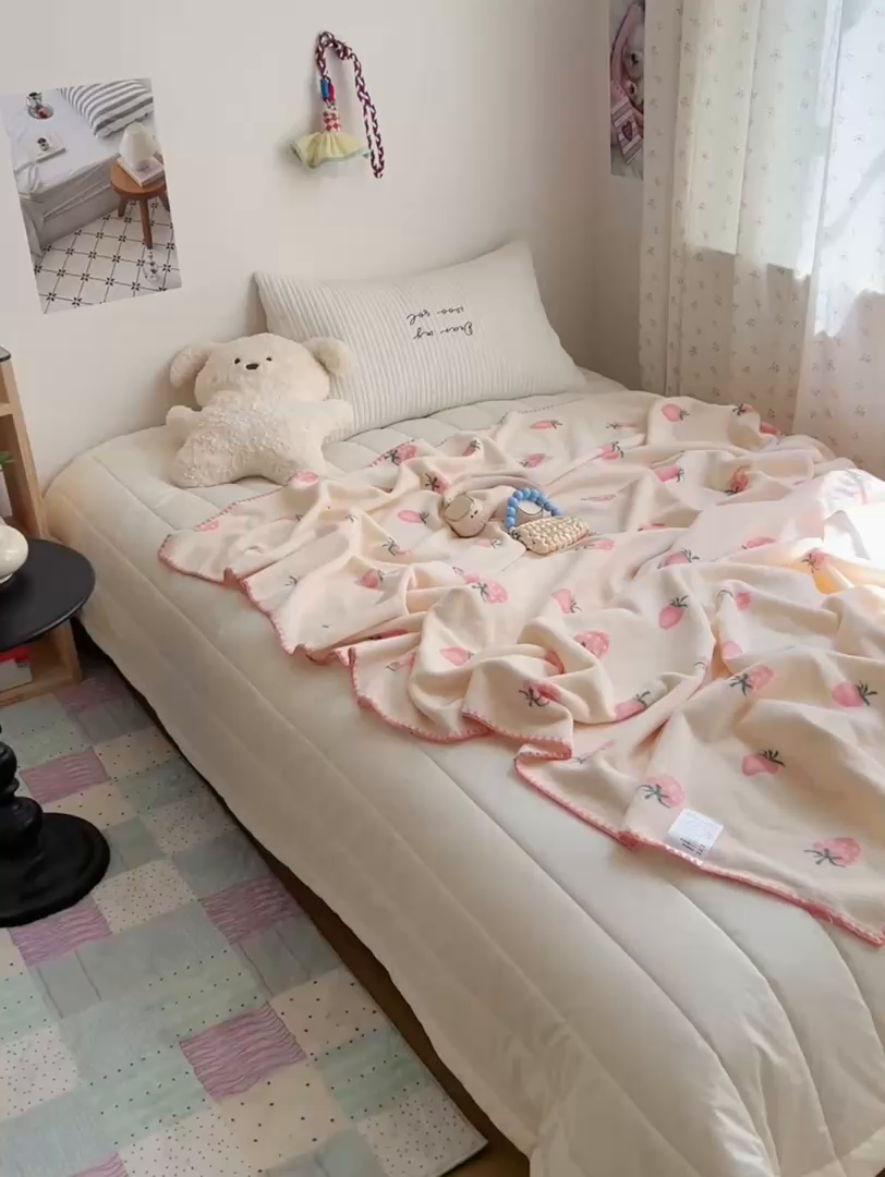 91家纺网 家纺一手货源 找家纺 （总）萝莉家纺 2025新款四季多功能双面宝宝绒暖肤毯米粒绒毛毯