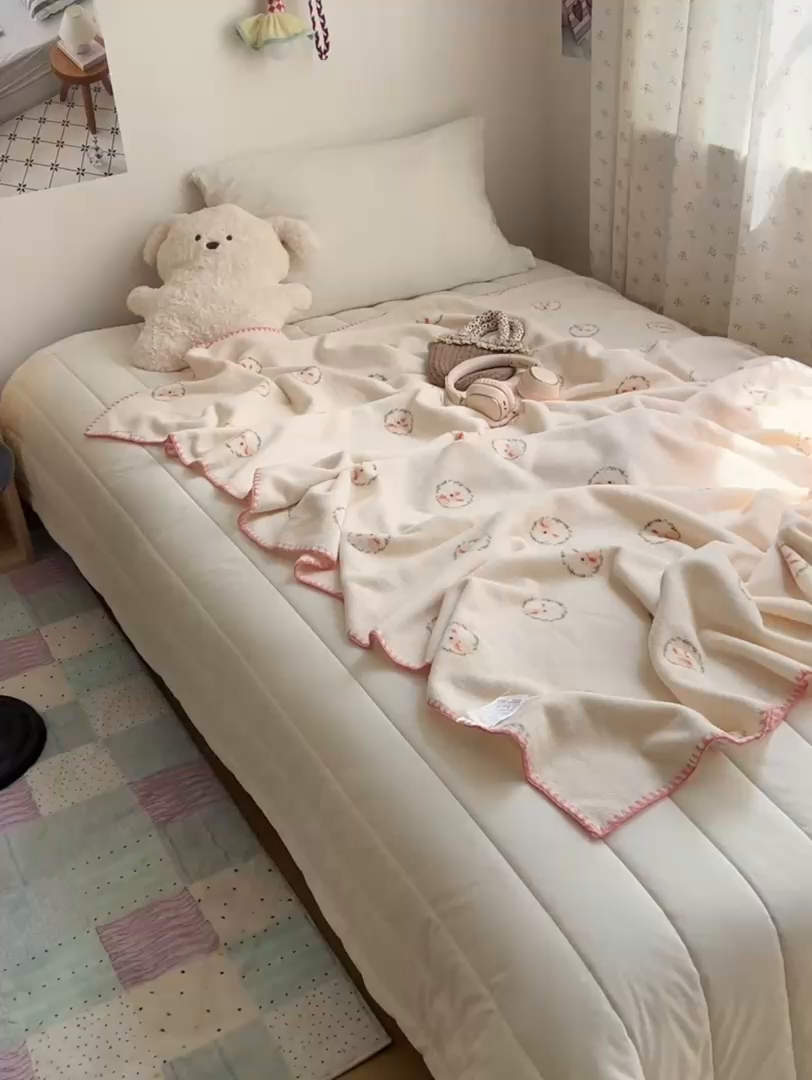 91家纺网 家纺一手货源 找家纺 （总）萝莉家纺 2025新款四季多功能双面宝宝绒暖肤毯米粒绒毛毯