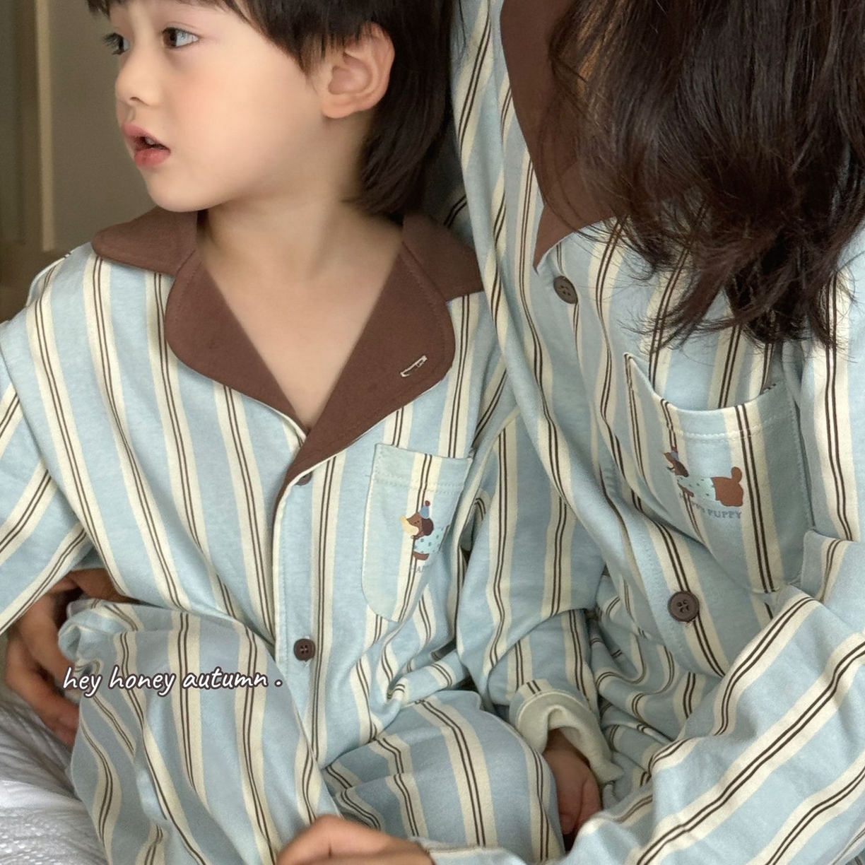 91家纺网 家纺一手货源 找家纺 2025新款母子大小卷 Hey honey儿童亲子款舒适棉毛针织家居服套装秋冬睡衣一件代发 ls804