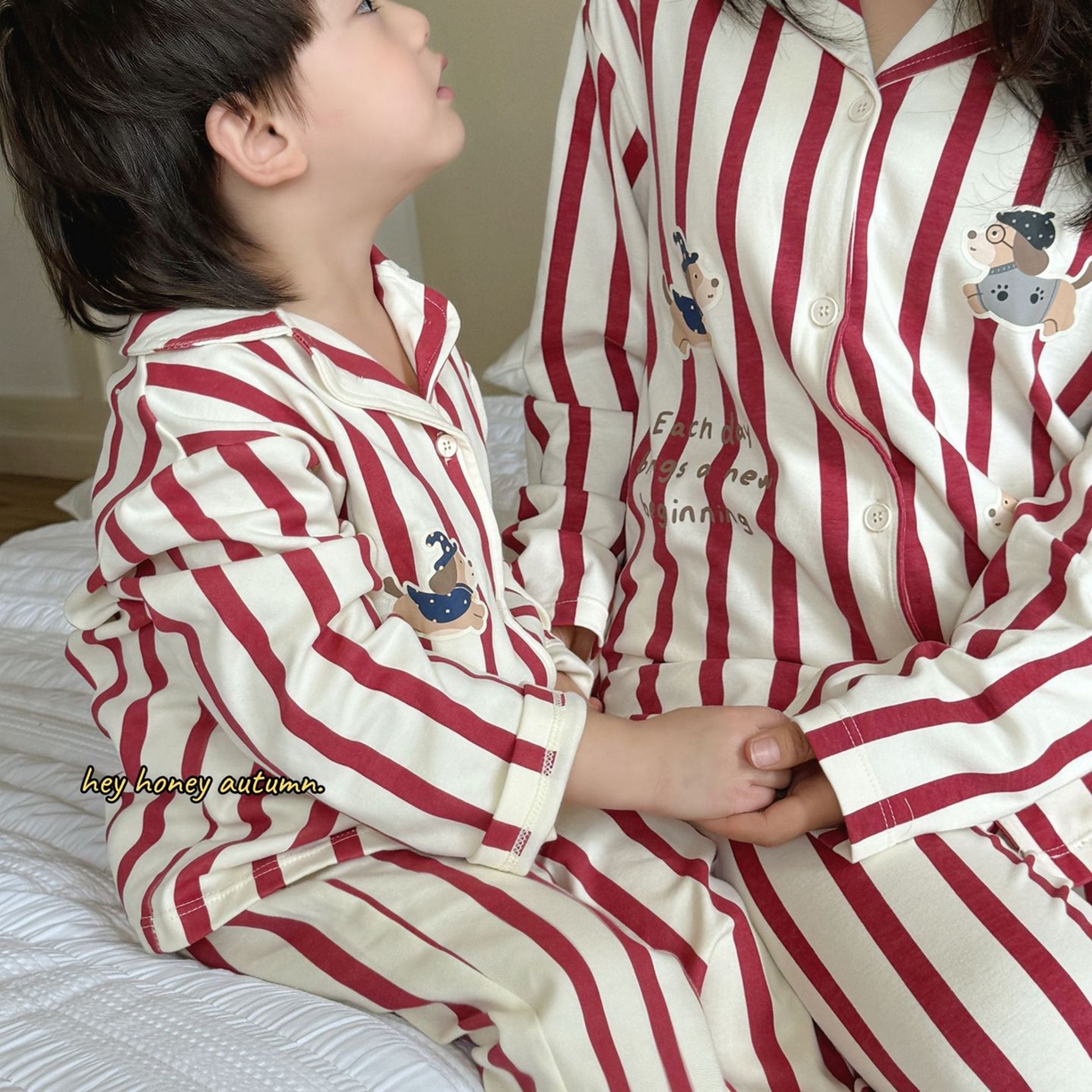 91家纺网 家纺一手货源 找家纺 2025新款母子大小卷 Hey honey儿童亲子款舒适棉毛针织家居服套装秋冬睡衣一件代发 ls805