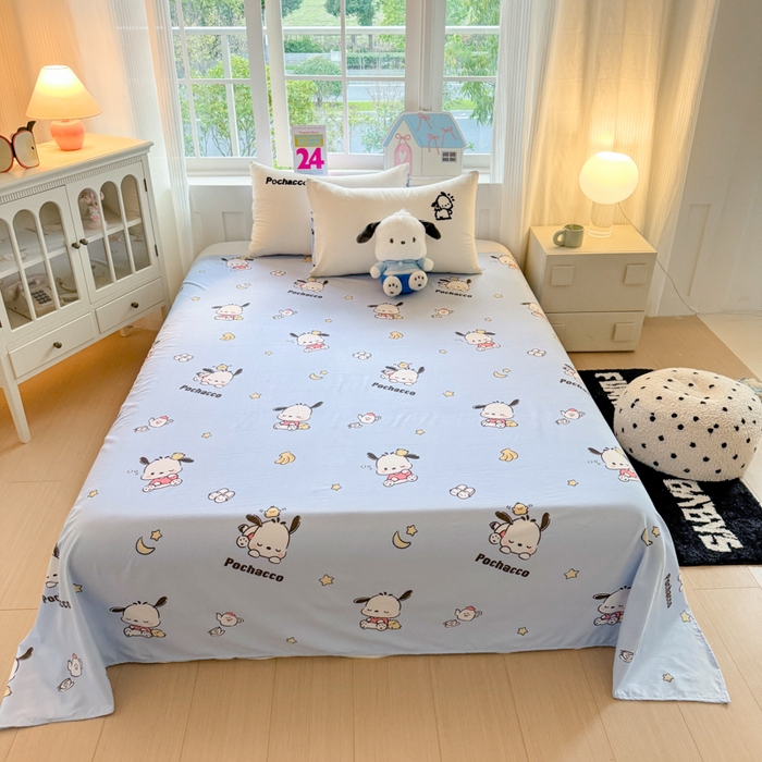 91家纺网 家纺一手货源 找家纺 艾特你 2025新款三丽鸥水洗云朵棉毛巾绣四件套-三丽鸥 调皮狗-白