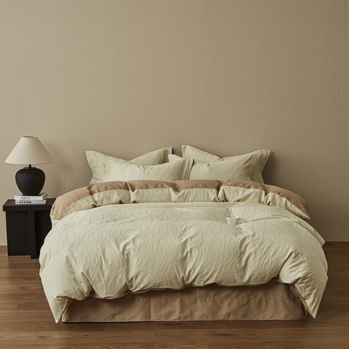 顾家家居 2025新款全棉厚织提花四件套 卡曼--燕麦