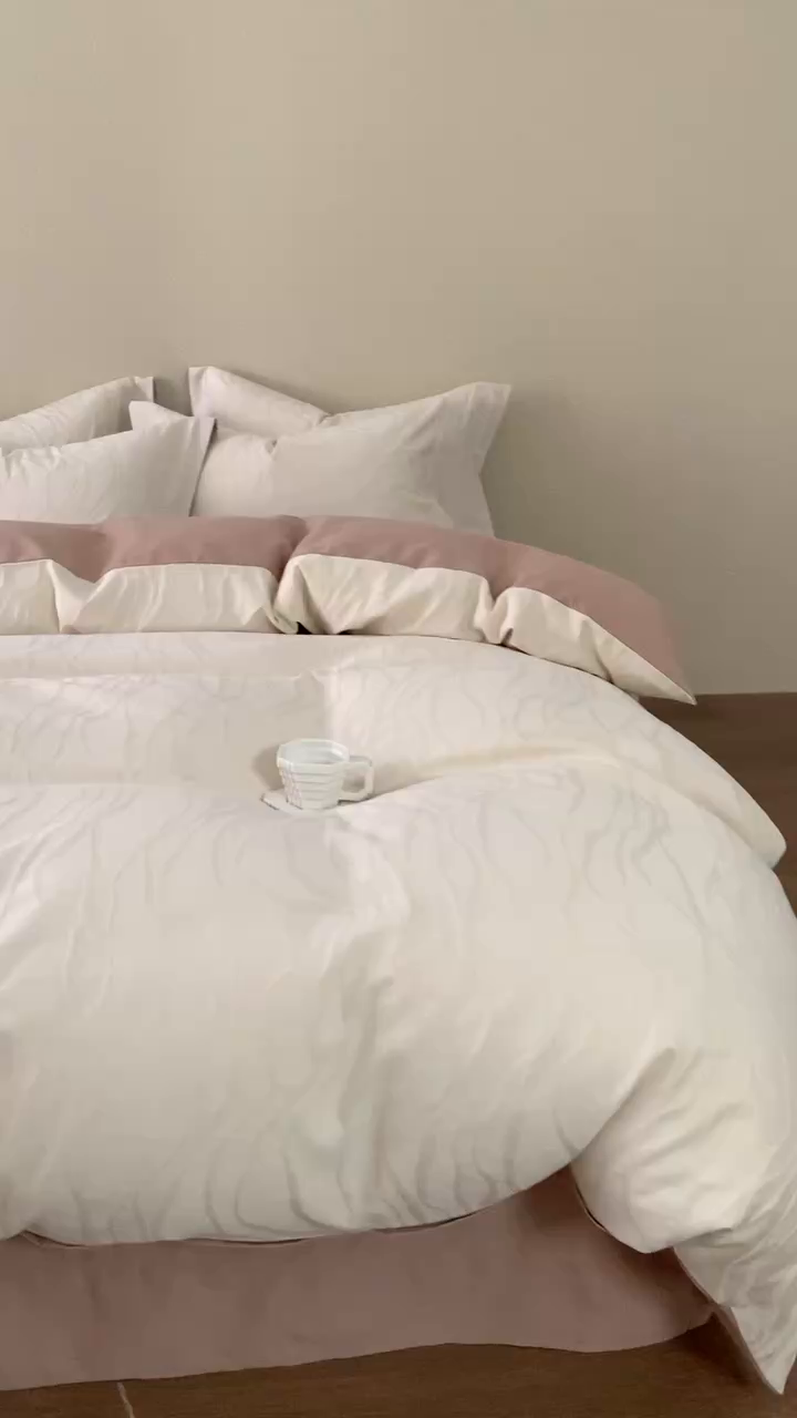 91家纺网 家纺一手货源 找家纺 顾家家居 2025新款全棉厚织提花四件套 卡曼--燕麦