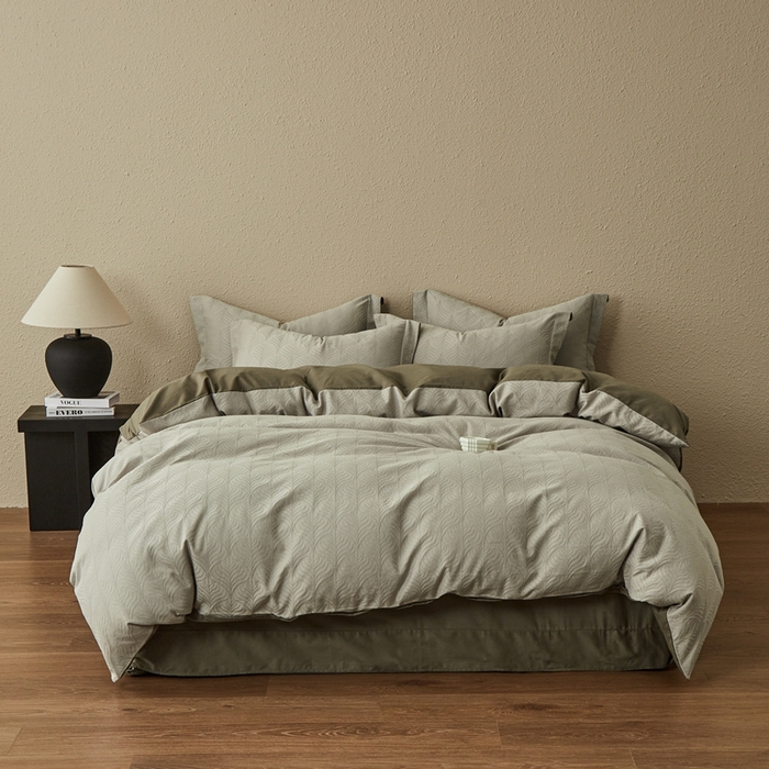 顾家家居 2025新款全棉厚织提花四件套 珀斯--茶褐