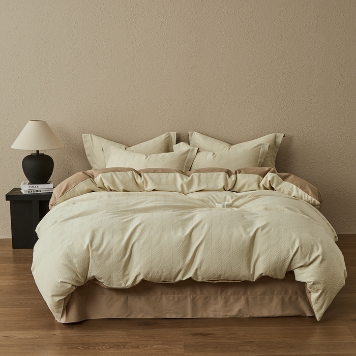 顾家家居 2025新款全棉厚织提花四件套 珀斯--燕麦