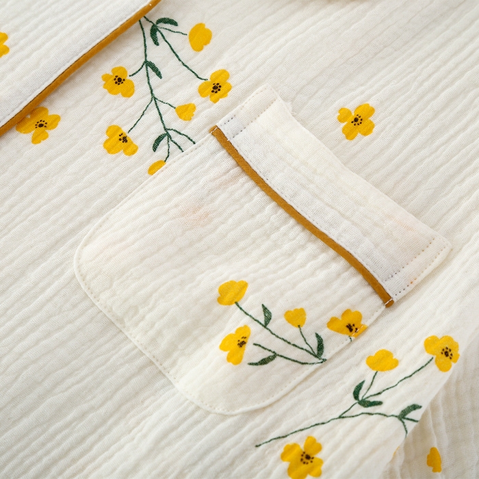 91家纺网 家纺一手货源 找家纺 （总）洛兰沙家居馆【只代发】【只代发】2025新款日系简约纯棉双层纱布女士睡衣春秋夏季薄款长袖长裤可外穿家居服