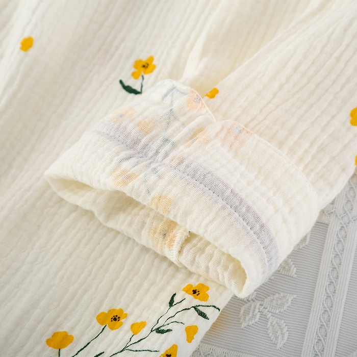 91家纺网 家纺一手货源 找家纺 （总）洛兰沙家居馆【只代发】【只代发】2025新款日系简约纯棉双层纱布女士睡衣春秋夏季薄款长袖长裤可外穿家居服