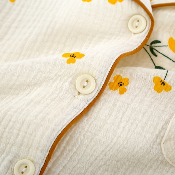 91家纺网 家纺一手货源 找家纺 （总）洛兰沙家居馆【只代发】【只代发】2025新款日系简约纯棉双层纱布女士睡衣春秋夏季薄款长袖长裤可外穿家居服