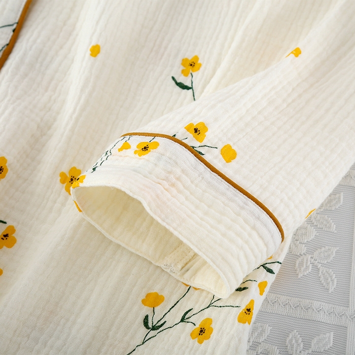 91家纺网 家纺一手货源 找家纺 （总）洛兰沙家居馆【只代发】【只代发】2025新款日系简约纯棉双层纱布女士睡衣春秋夏季薄款长袖长裤可外穿家居服