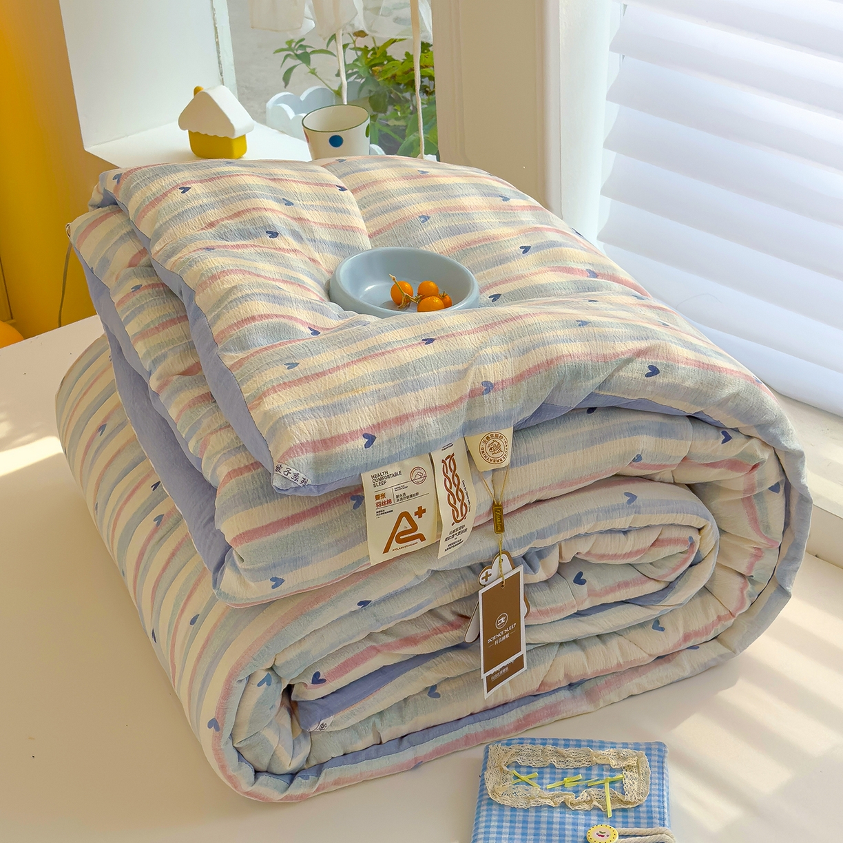 91家纺网 家纺一手货源 找家纺 （总）弗苓家纺 2025新款A类云感有氧双层纱夏被