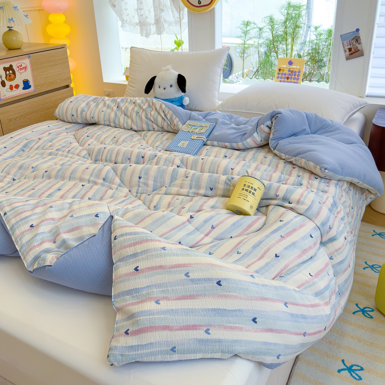 91家纺网 家纺一手货源 找家纺 （总）弗苓家纺 2025新款A类云感有氧双层纱冬被被子被芯