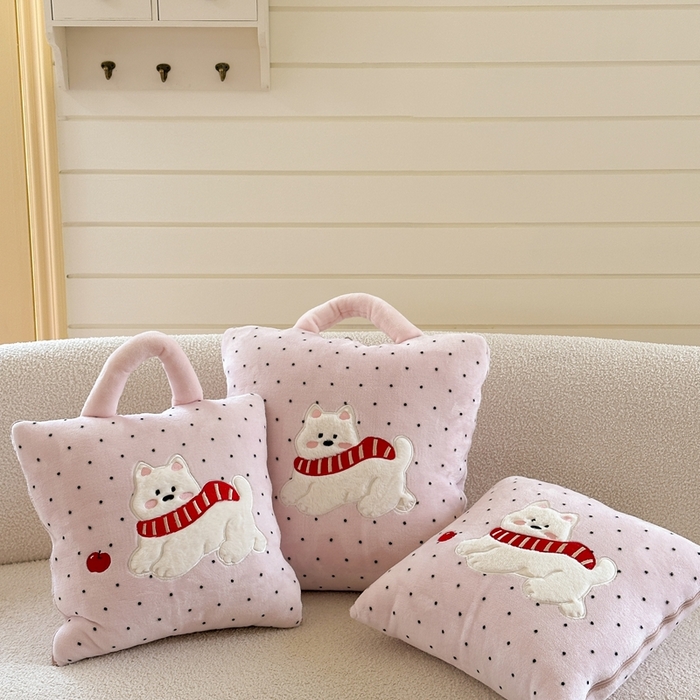 91家纺网 家纺一手货源 找家纺 （总）多米家居 2025新款抱枕被-围巾小狗系列