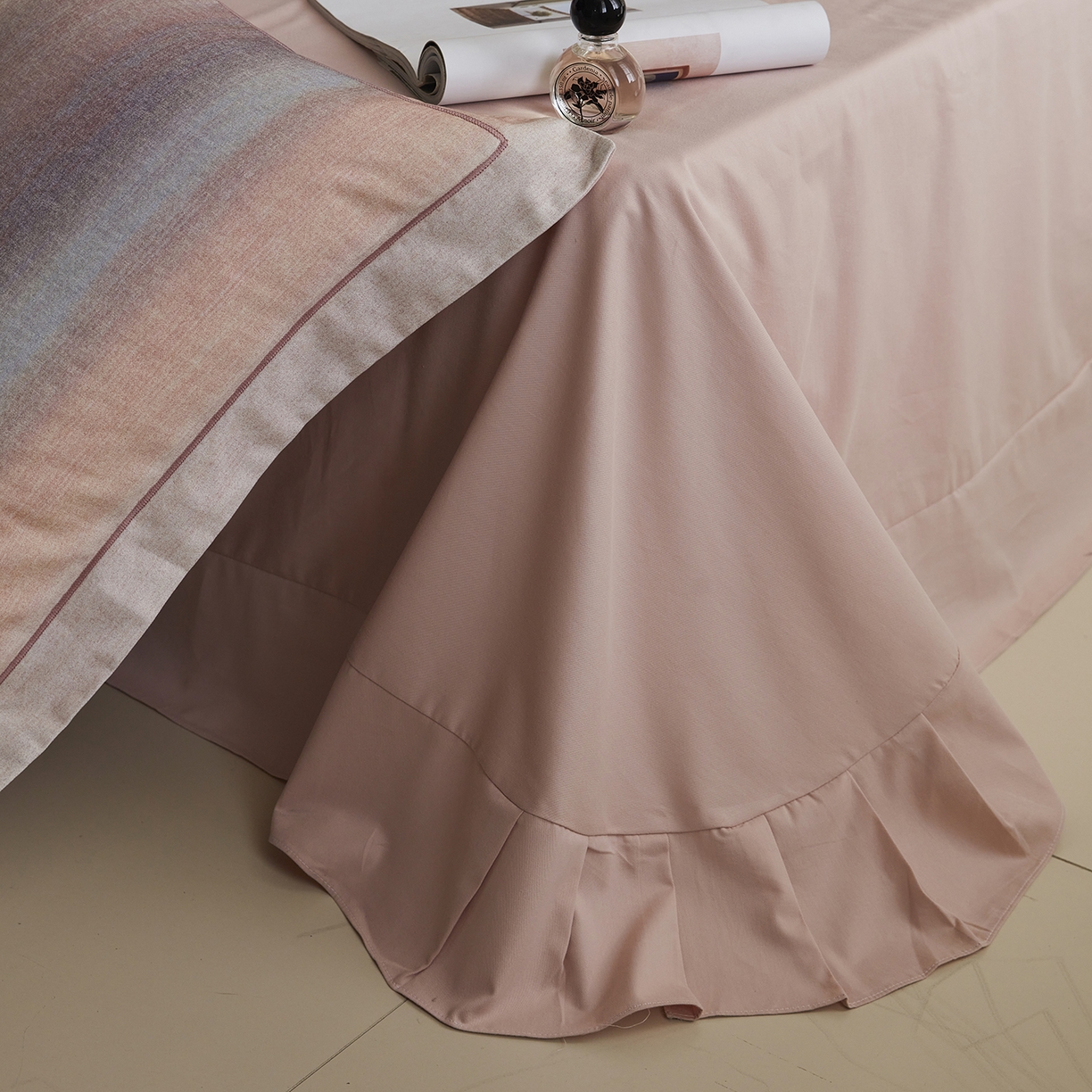 91家纺网 家纺一手货源 找家纺 XIWEN-希文家纺 2025秋冬新款全棉纯棉生态磨毛印花四件套 简希-豆沙