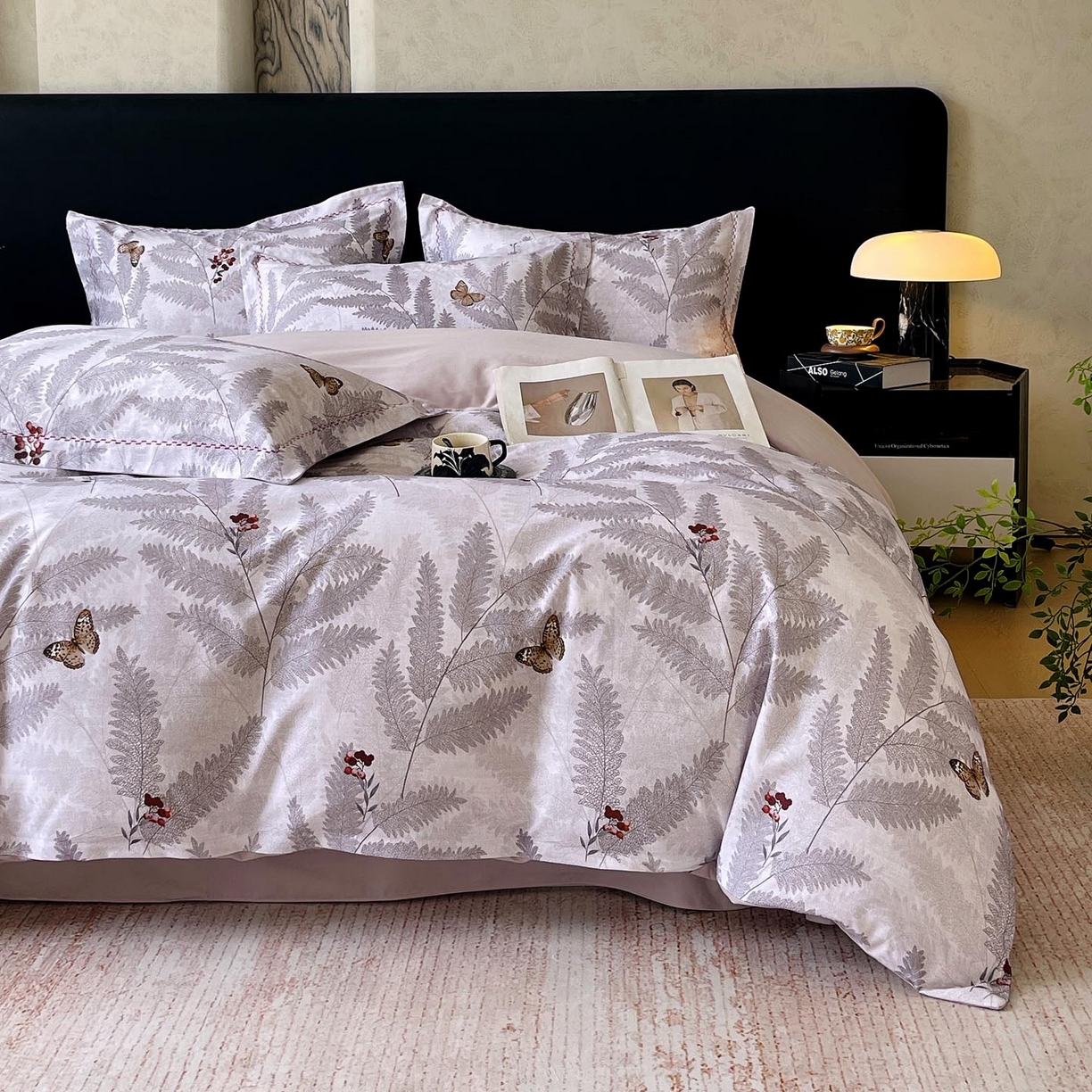 91家纺网 家纺一手货源 找家纺 宜家坊 2025新款升级疆大白全棉加厚生态磨毛四件套 梦蝶