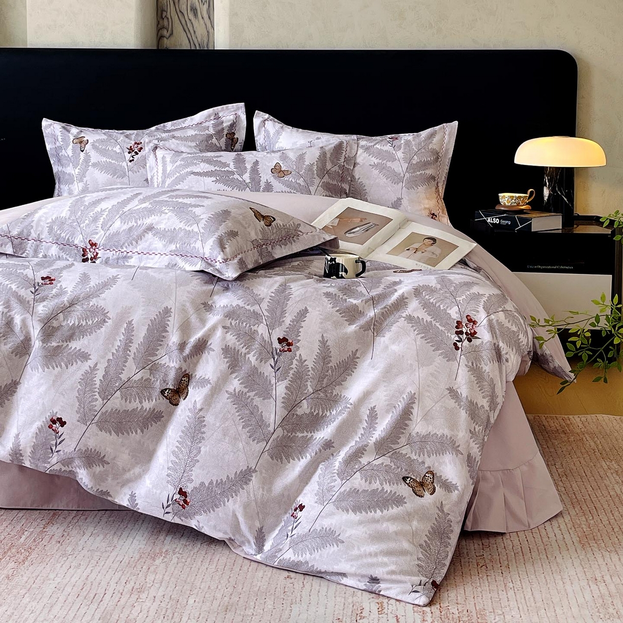 91家纺网 家纺一手货源 找家纺 宜家坊 2025新款升级疆大白全棉加厚生态磨毛四件套 梦蝶