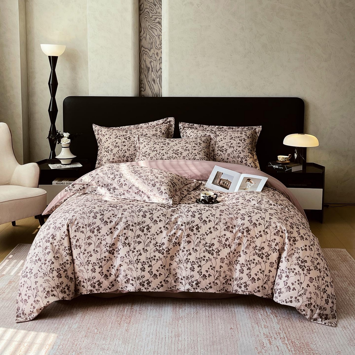 91家纺网 家纺一手货源 找家纺 宜家坊 2025新款升级疆大白全棉加厚生态磨毛四件套 南枝-咖