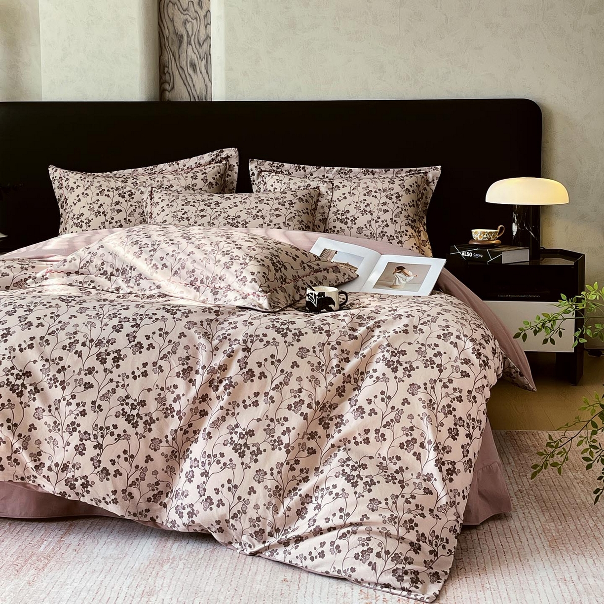 91家纺网 家纺一手货源 找家纺 宜家坊 2025新款升级疆大白全棉加厚生态磨毛四件套 南枝-咖