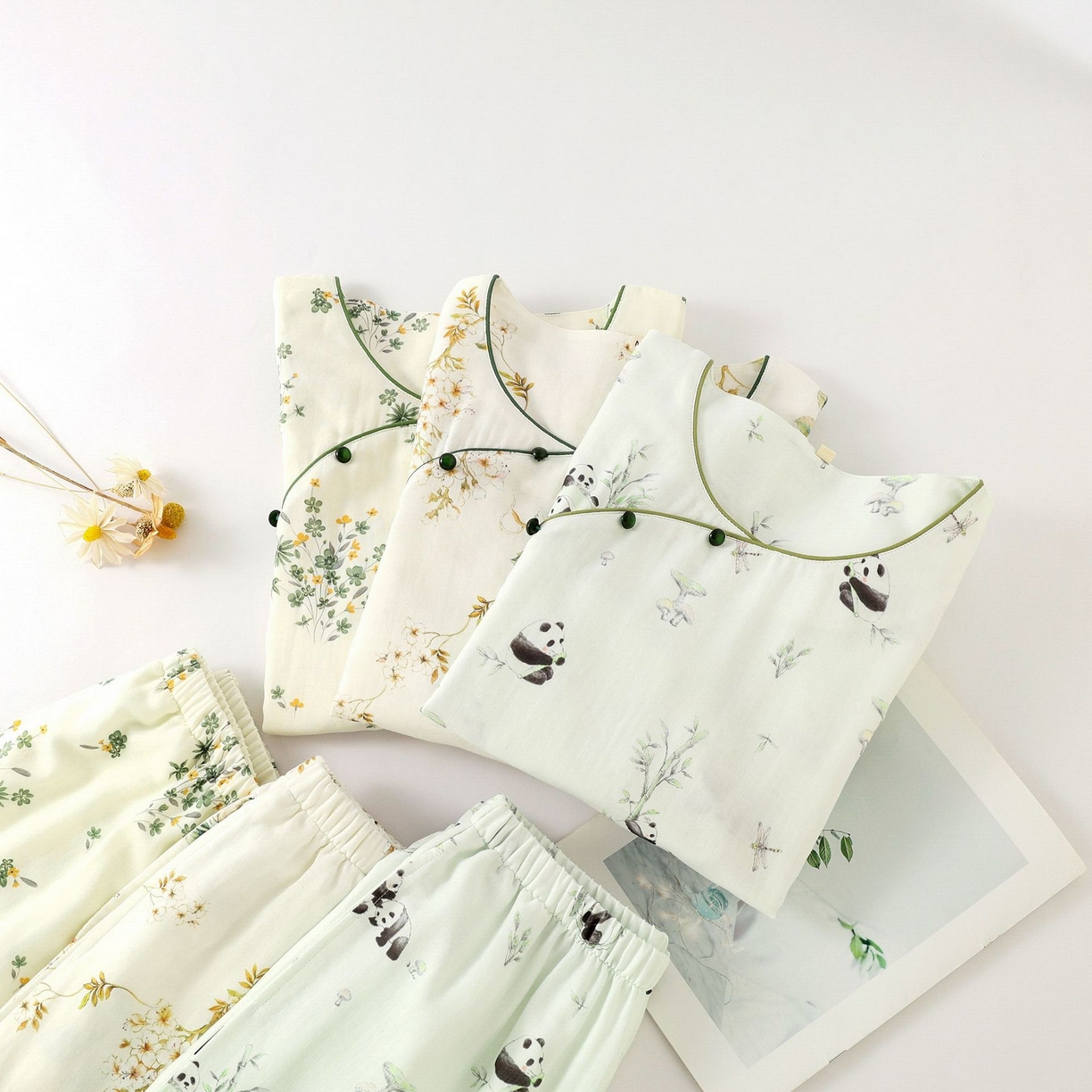 91家纺网 家纺一手货源 找家纺 （总）洛兰沙家居馆【只代发】【只代发】2025新款新中式竹棉睡衣女春夏薄款竹纤维九分袖家居服套装夏季国风可外穿