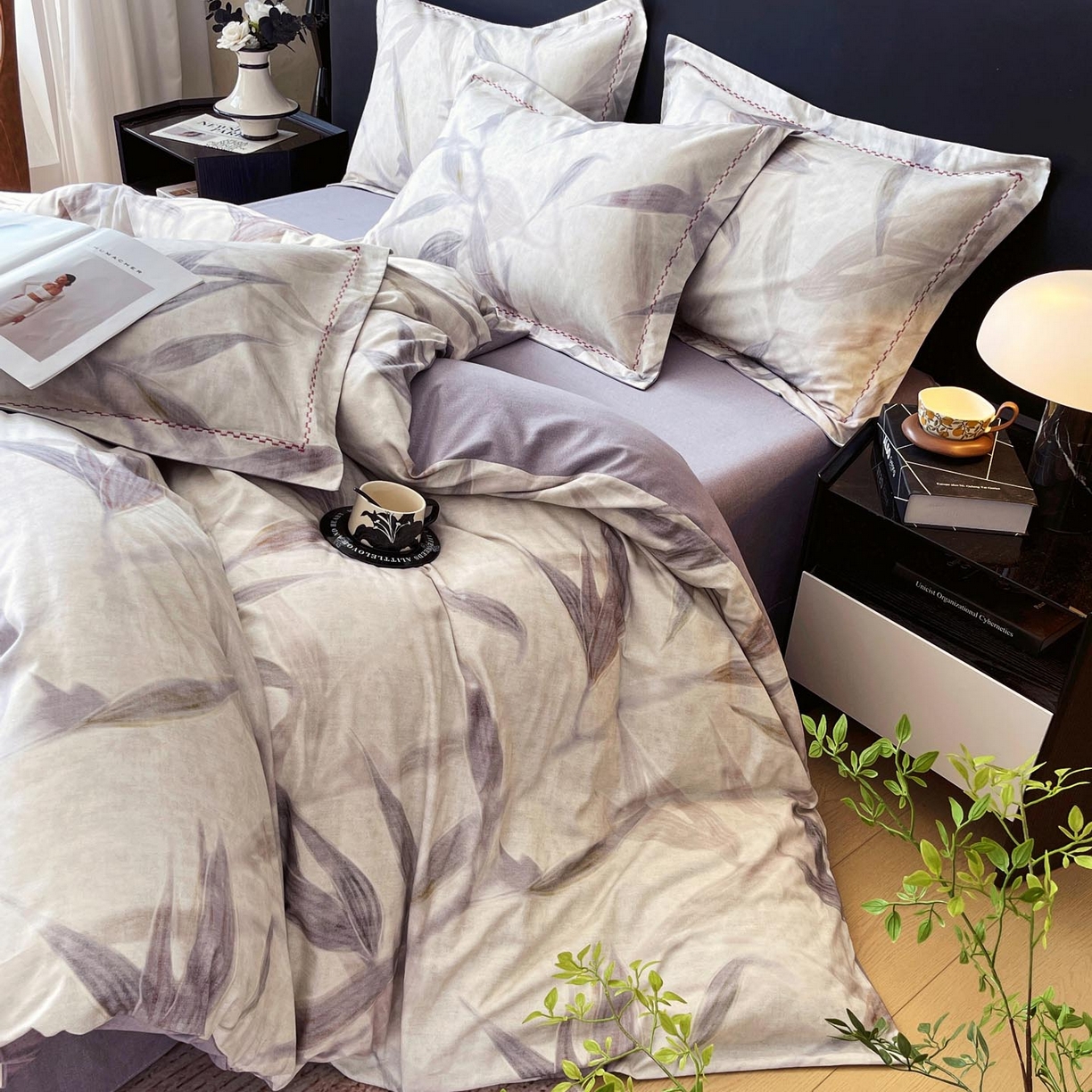 91家纺网 家纺一手货源 找家纺 宜家坊 2025新款升级疆大白全棉加厚生态磨毛四件套 清风徐来