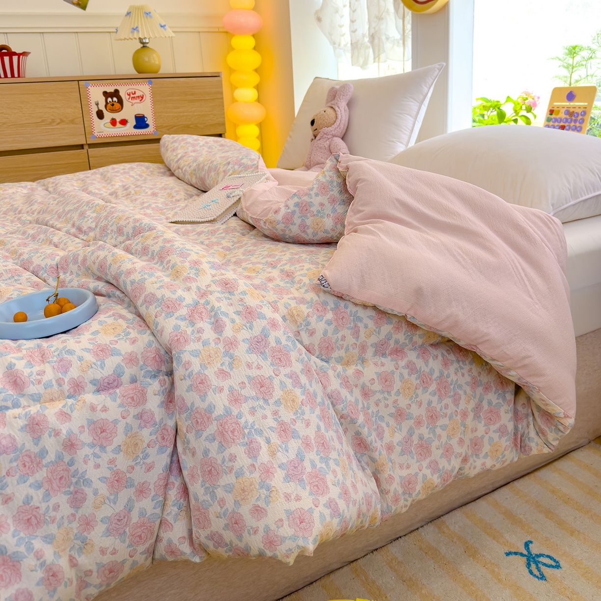 91家纺网 家纺一手货源 找家纺 弗苓家纺 2025新款A类云感有氧双层纱冬被被子被芯 春风里