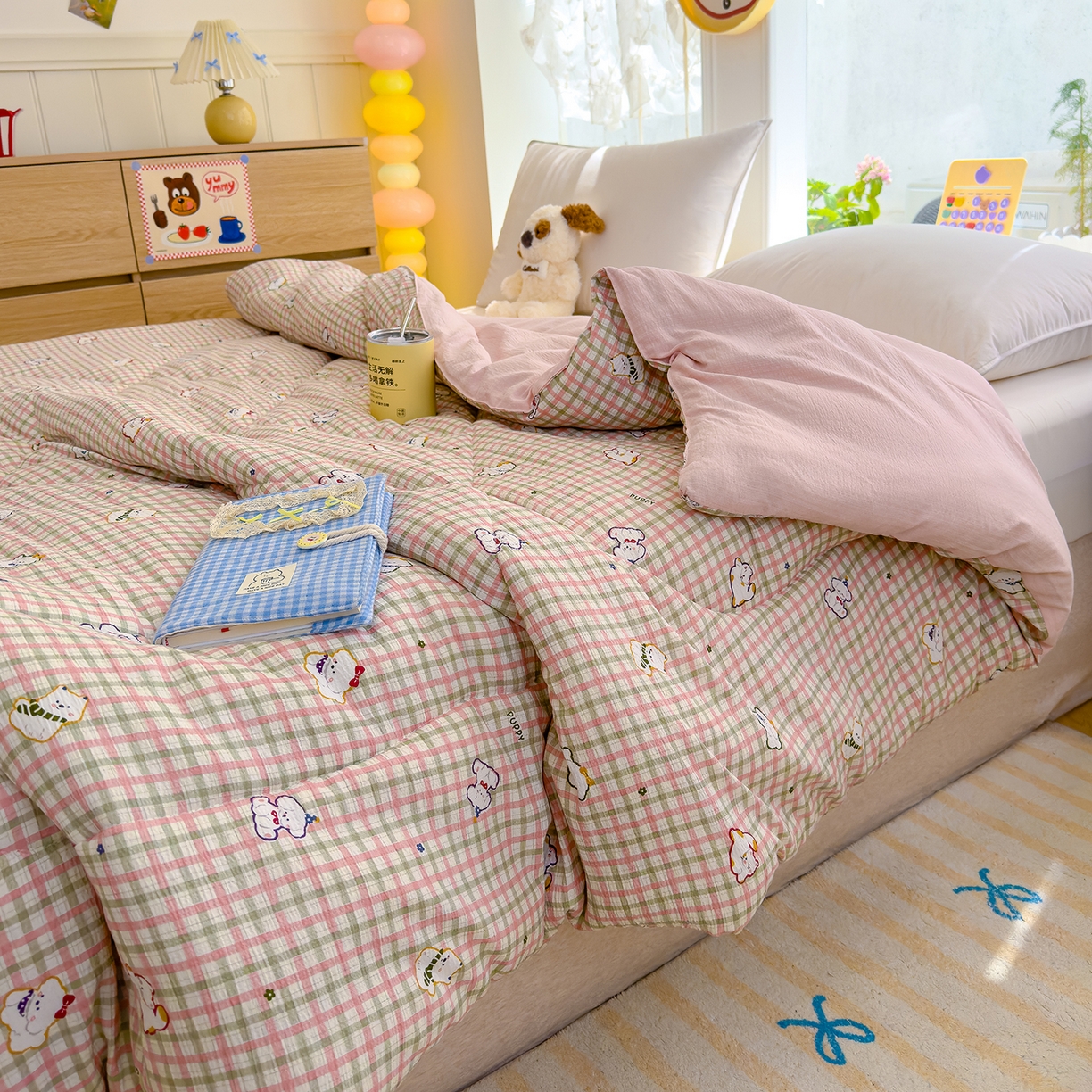 91家纺网 家纺一手货源 找家纺 弗苓家纺 2025新款A类云感有氧双层纱冬被被子被芯 呆萌西高地