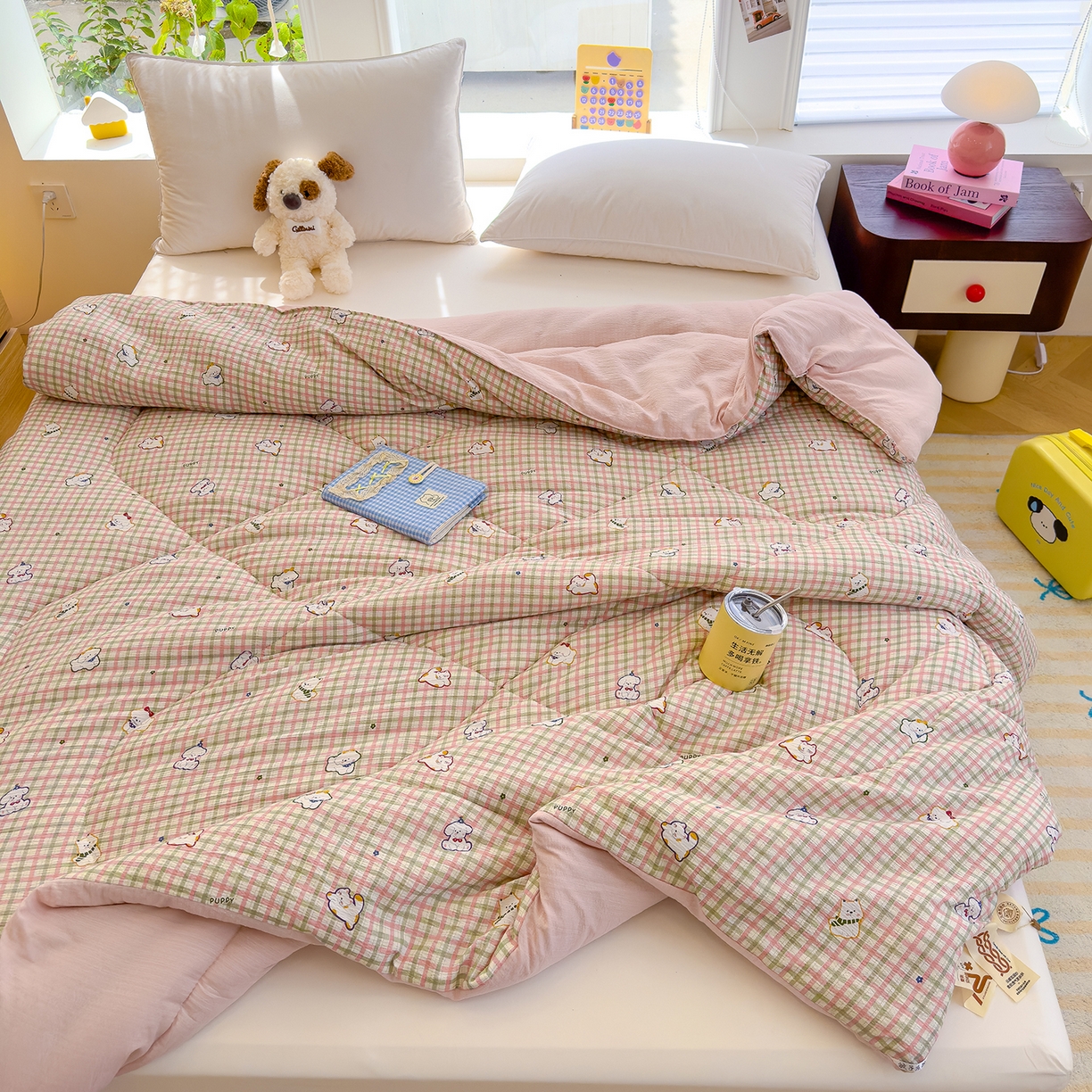 91家纺网 家纺一手货源 找家纺 弗苓家纺 2025新款A类云感有氧双层纱冬被被子被芯 呆萌西高地