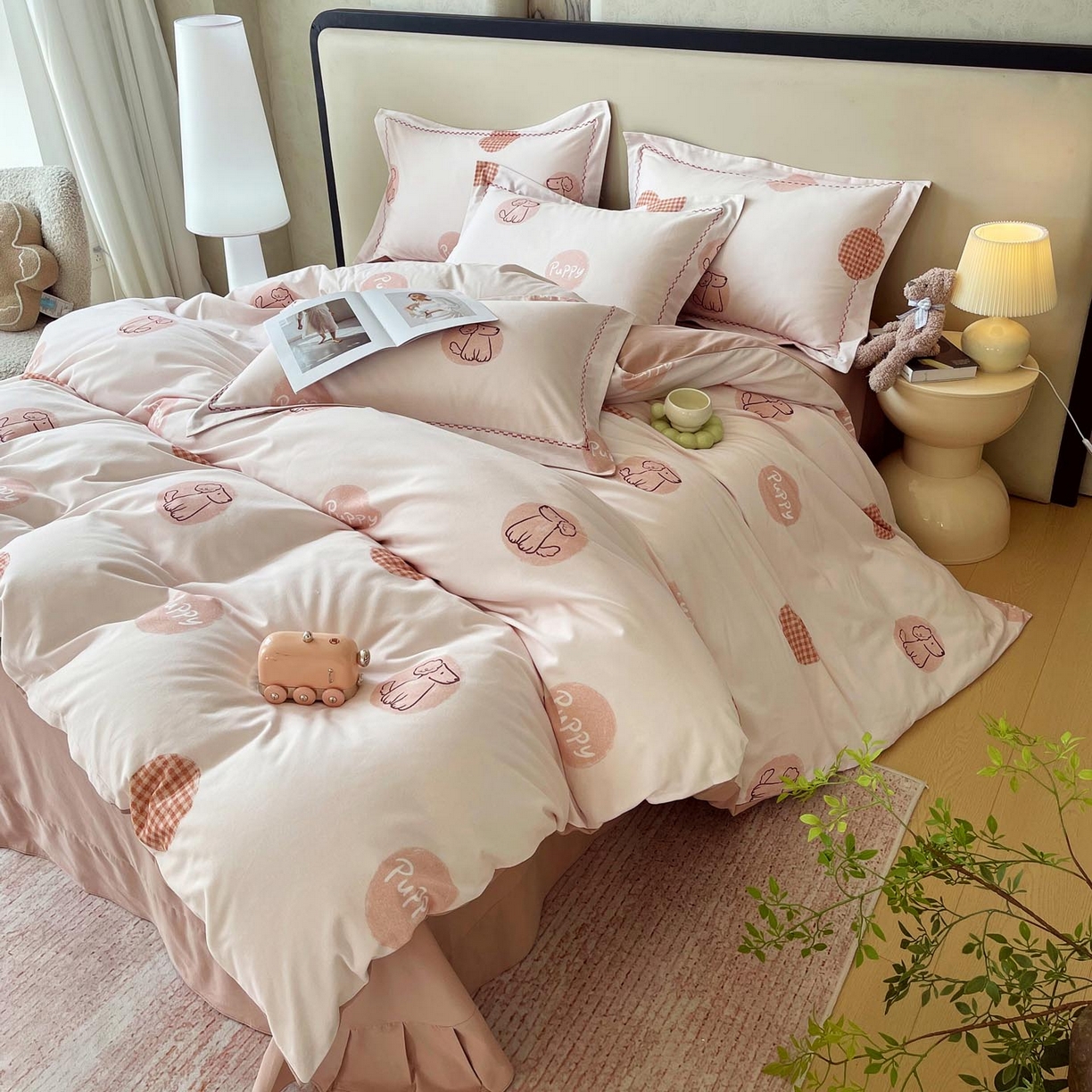 91家纺网 家纺一手货源 找家纺 宜家坊 2025新款升级疆大白全棉加厚生态磨毛四件套 小狗puppy