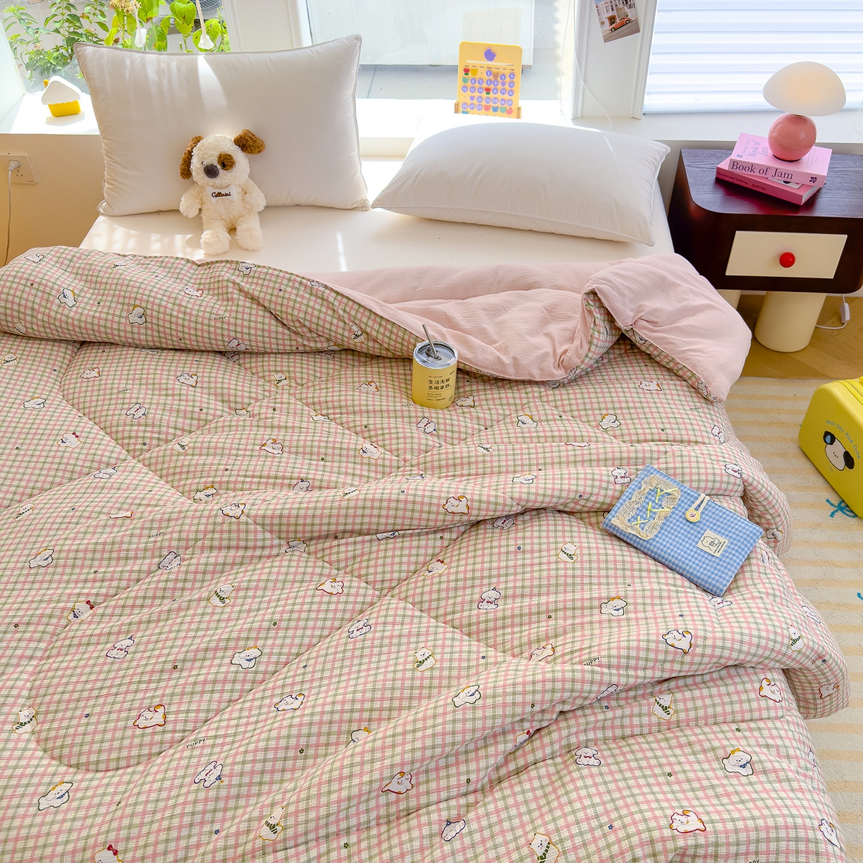 91家纺网 家纺一手货源 找家纺 弗苓家纺 2025新款A类云感有氧双层纱冬被被子被芯 呆萌西高地