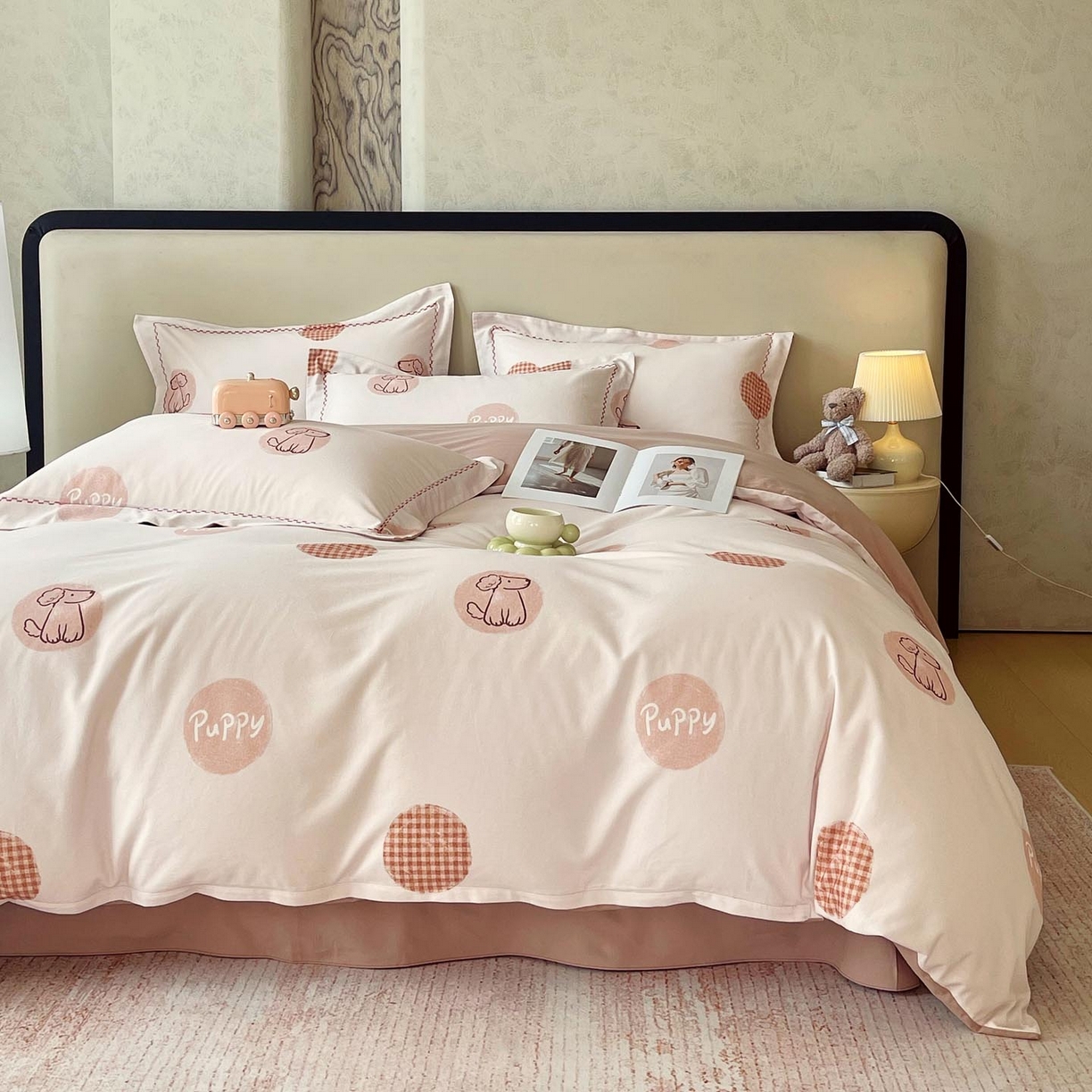 91家纺网 家纺一手货源 找家纺 宜家坊 2025新款升级疆大白全棉加厚生态磨毛四件套 小狗puppy