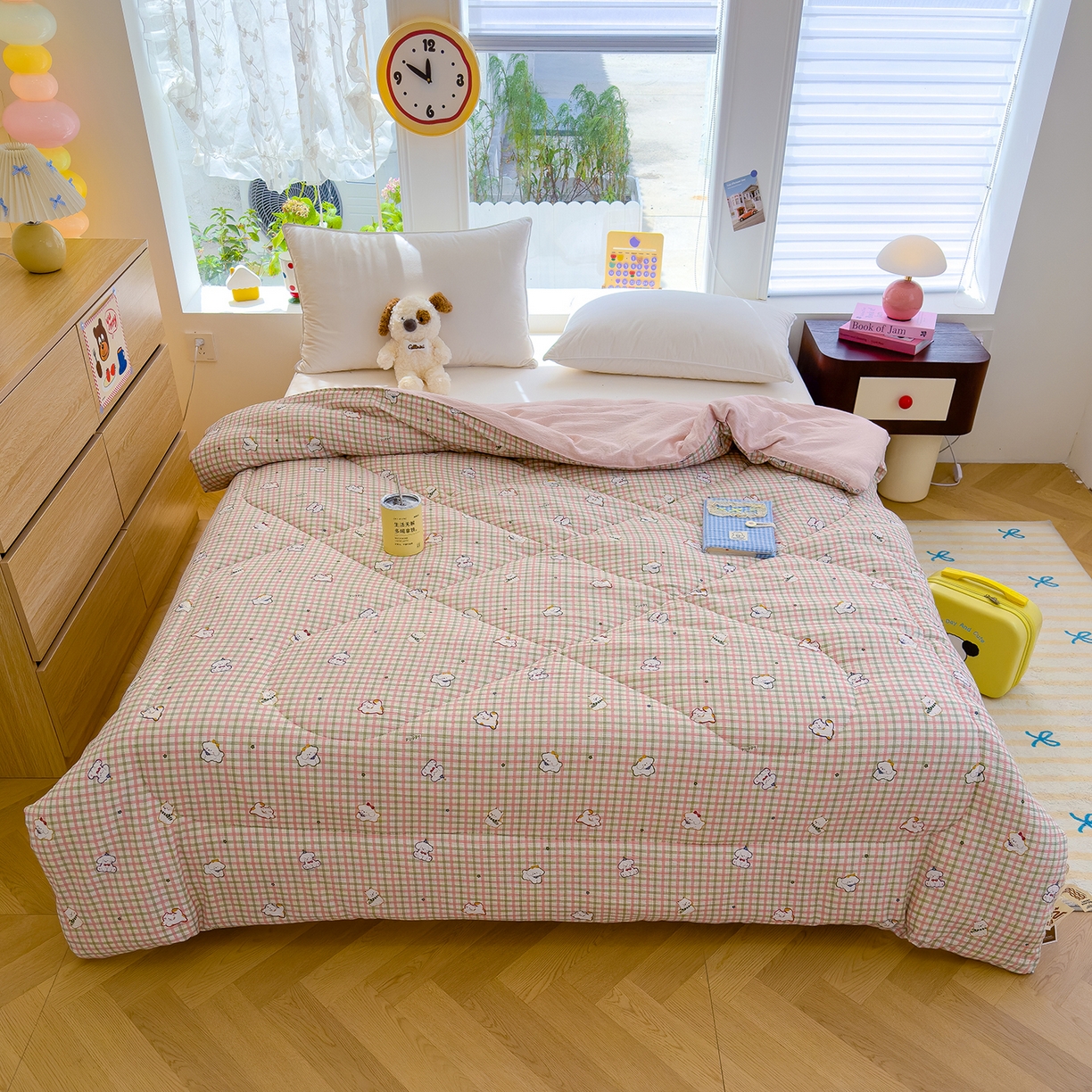 91家纺网 家纺一手货源 找家纺 弗苓家纺 2025新款A类云感有氧双层纱冬被被子被芯 呆萌西高地