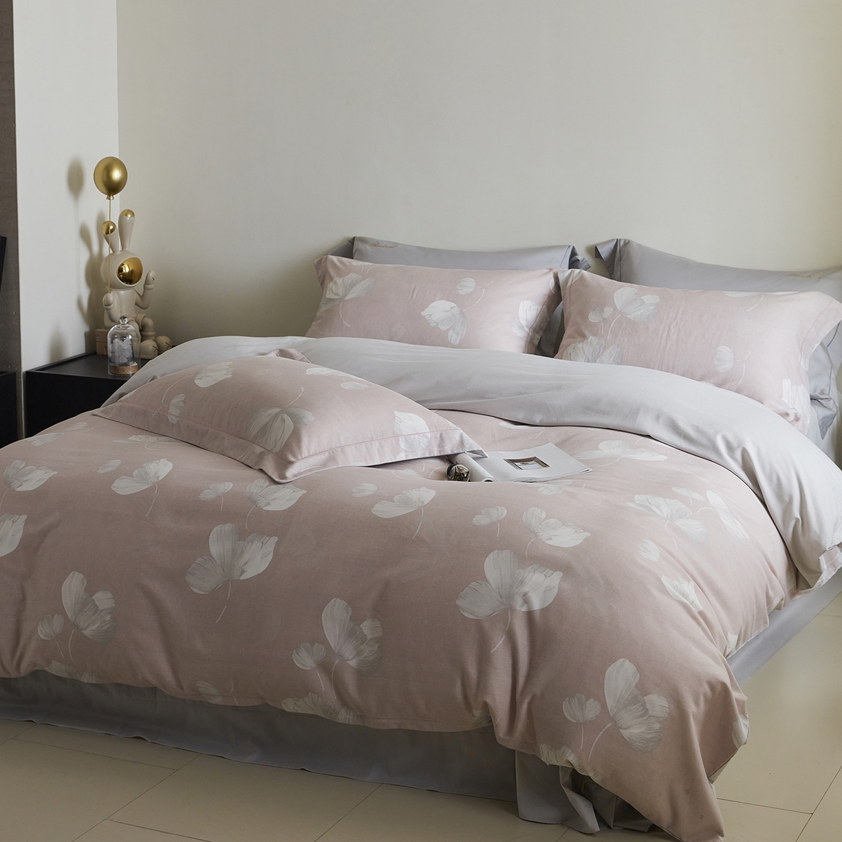 91家纺网 家纺一手货源 找家纺 XIWEN-希文家纺 2025秋冬新款全棉纯棉生态磨毛印花四件套 如梦粉