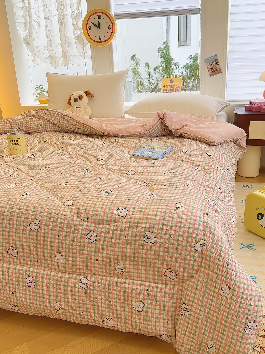 91家纺网 家纺一手货源 找家纺 弗苓家纺 2025新款A类云感有氧双层纱冬被被子被芯 呆萌西高地