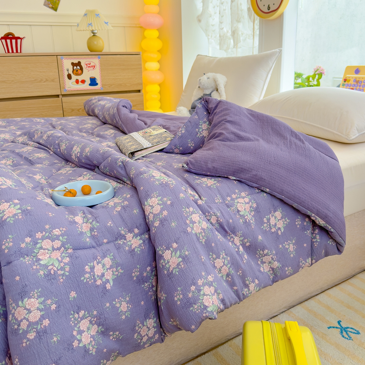 91家纺网 家纺一手货源 找家纺 弗苓家纺 2025新款A类云感有氧双层纱冬被被子被芯 豆蔻