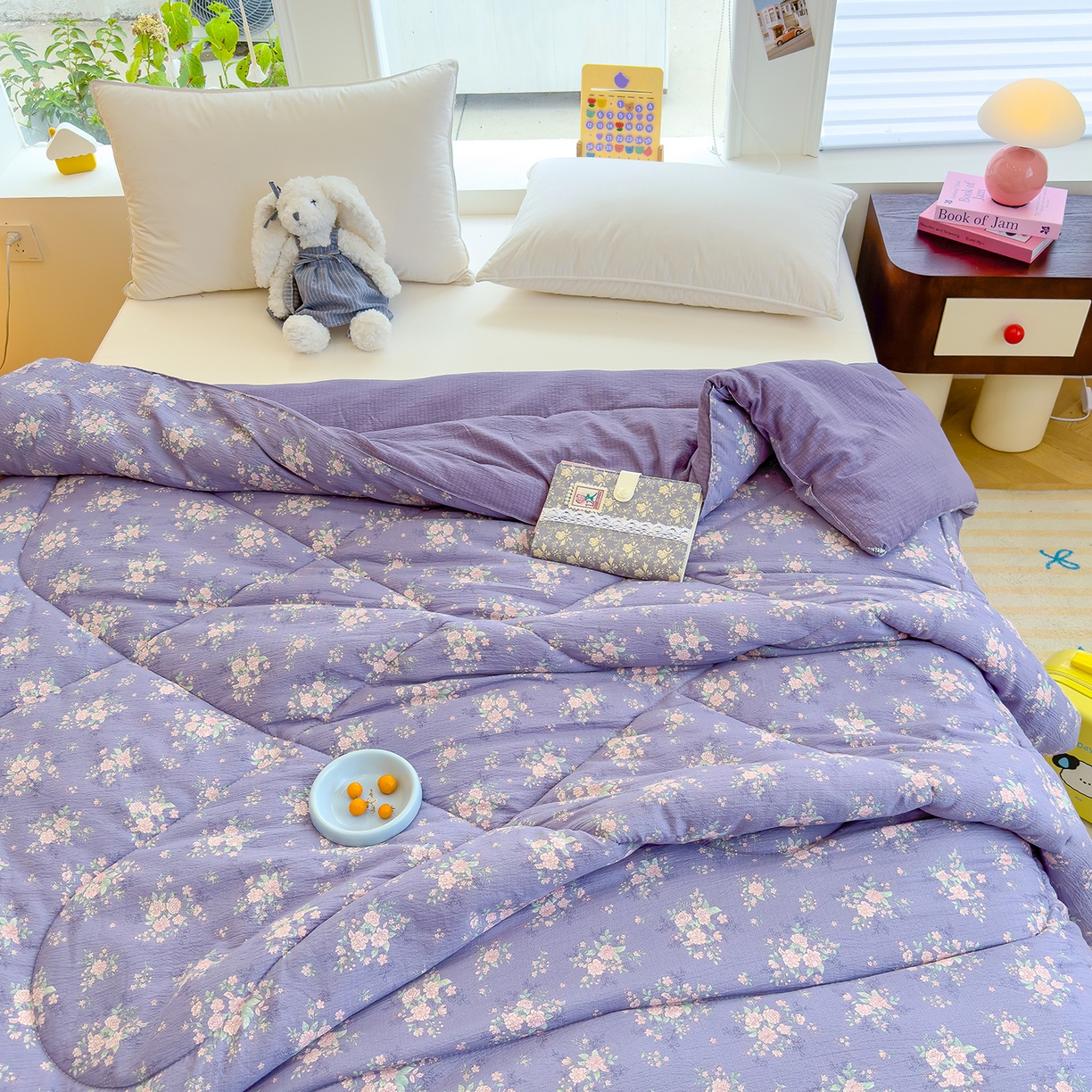 91家纺网 家纺一手货源 找家纺 弗苓家纺 2025新款A类云感有氧双层纱冬被被子被芯 豆蔻