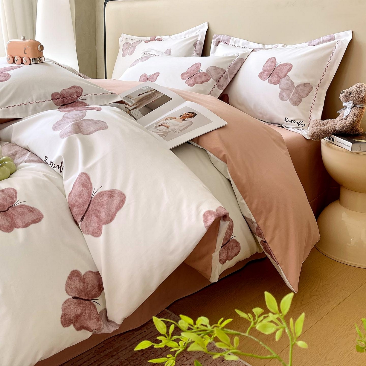 91家纺网 家纺一手货源 找家纺 宜家坊 2025新款升级疆大白全棉加厚生态磨毛四件套 伊伴-豆沙