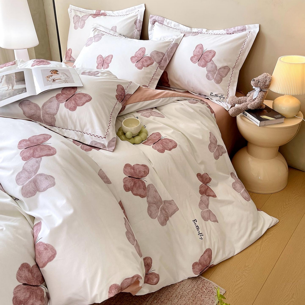 91家纺网 家纺一手货源 找家纺 宜家坊 2025新款升级疆大白全棉加厚生态磨毛四件套 伊伴-豆沙