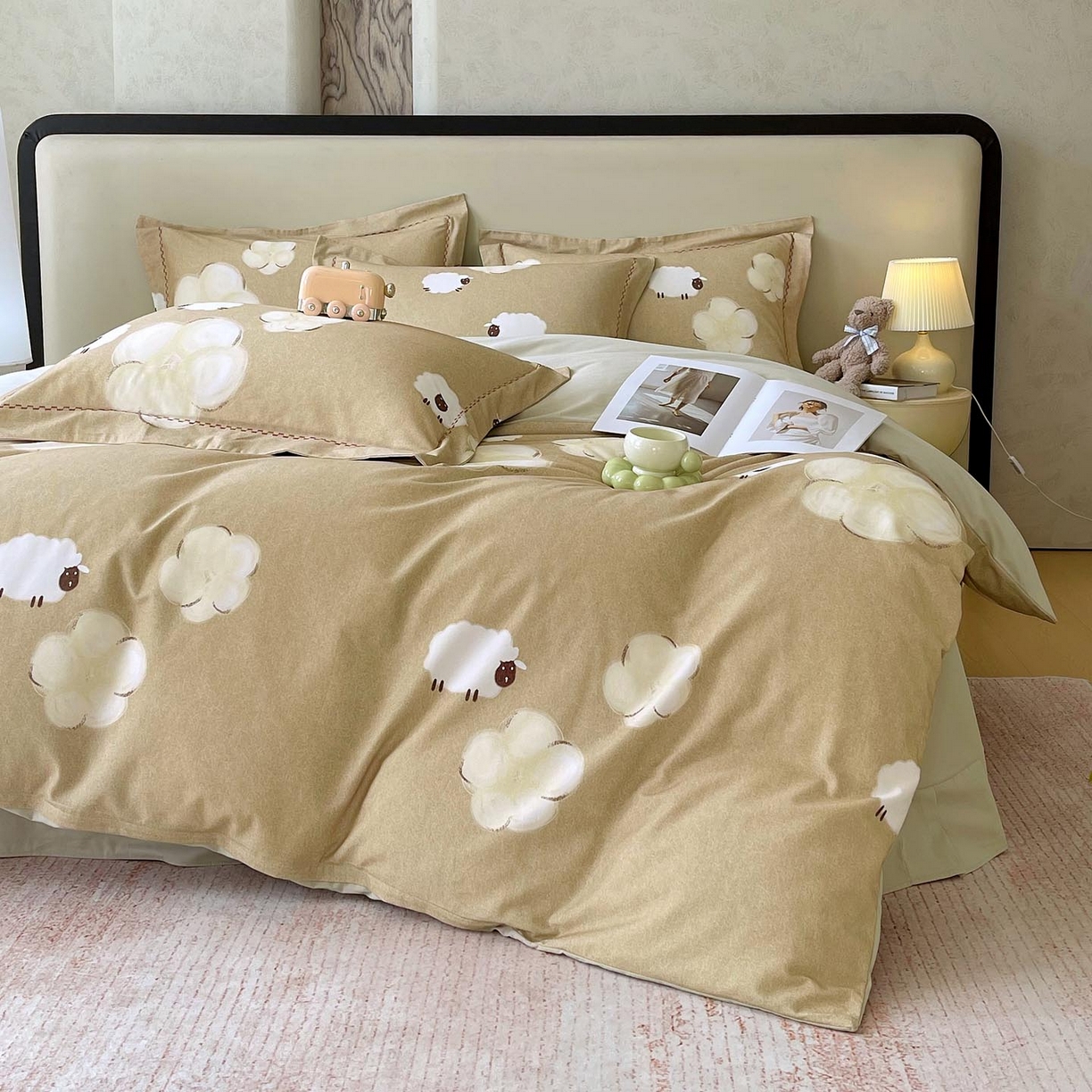 91家纺网 家纺一手货源 找家纺 宜家坊 2025新款升级疆大白全棉加厚生态磨毛四件套 悠闲午后