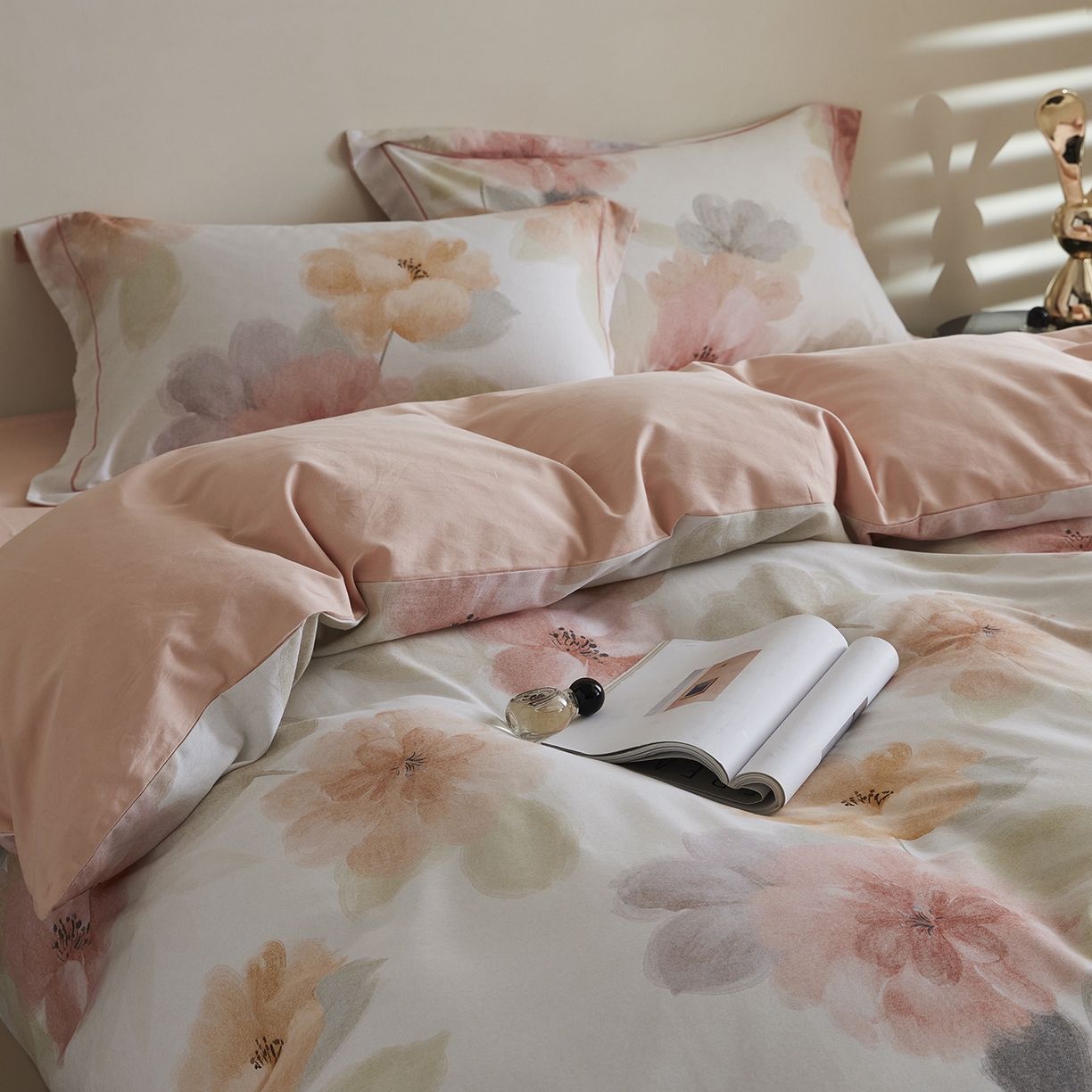 91家纺网 家纺一手货源 找家纺 XIWEN-希文家纺 2025秋冬新款全棉纯棉生态磨毛印花四件套 夕雾