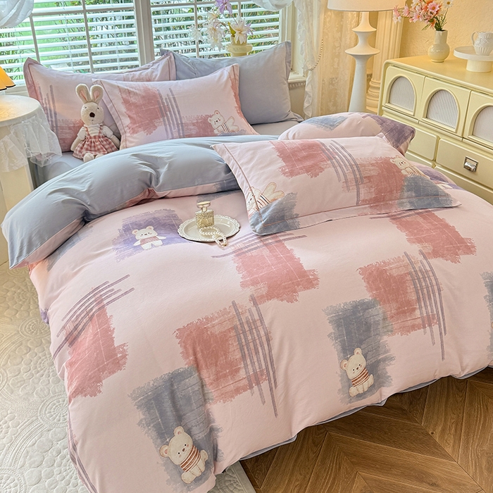 91家纺网 家纺一手货源 找家纺 巧玲珑 2025新款100%数码印花生态AB版四件套 艾米