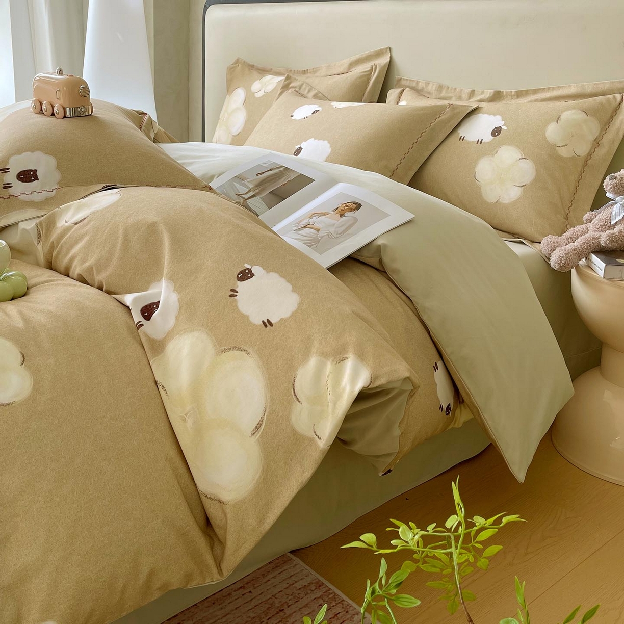 91家纺网 家纺一手货源 找家纺 宜家坊 2025新款升级疆大白全棉加厚生态磨毛四件套 悠闲午后