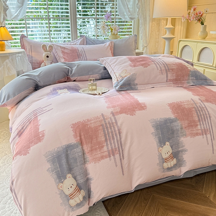 91家纺网 家纺一手货源 找家纺 巧玲珑 2025新款100%数码印花生态AB版四件套 艾米