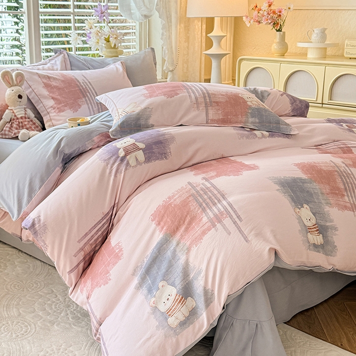 91家纺网 家纺一手货源 找家纺 巧玲珑 2025新款100%数码印花生态AB版四件套 艾米