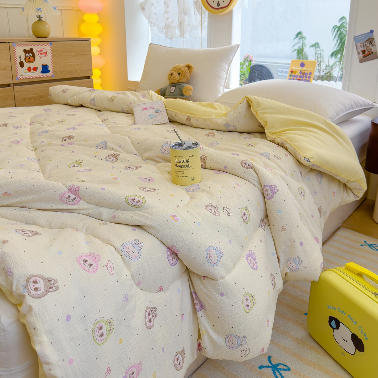 91家纺网 家纺一手货源 找家纺 弗苓家纺 2025新款A类云感有氧双层纱冬被被子被芯 拉布布