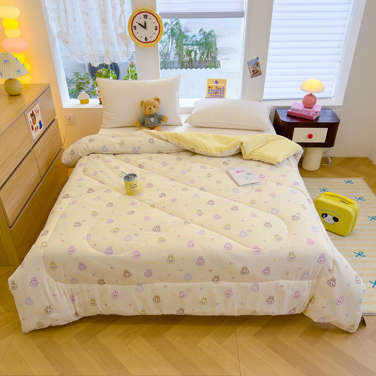 91家纺网 家纺一手货源 找家纺 弗苓家纺 2025新款A类云感有氧双层纱冬被被子被芯 拉布布