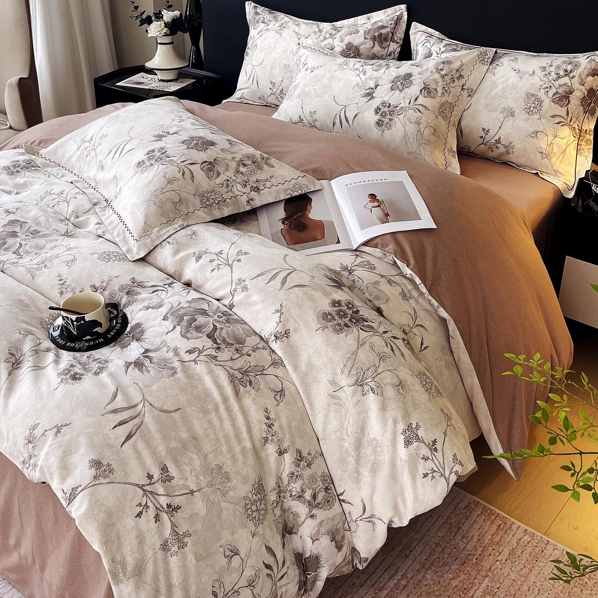 91家纺网 家纺一手货源 找家纺 宜家坊 2025新款升级疆大白全棉加厚生态磨毛四件套 远黛-灰