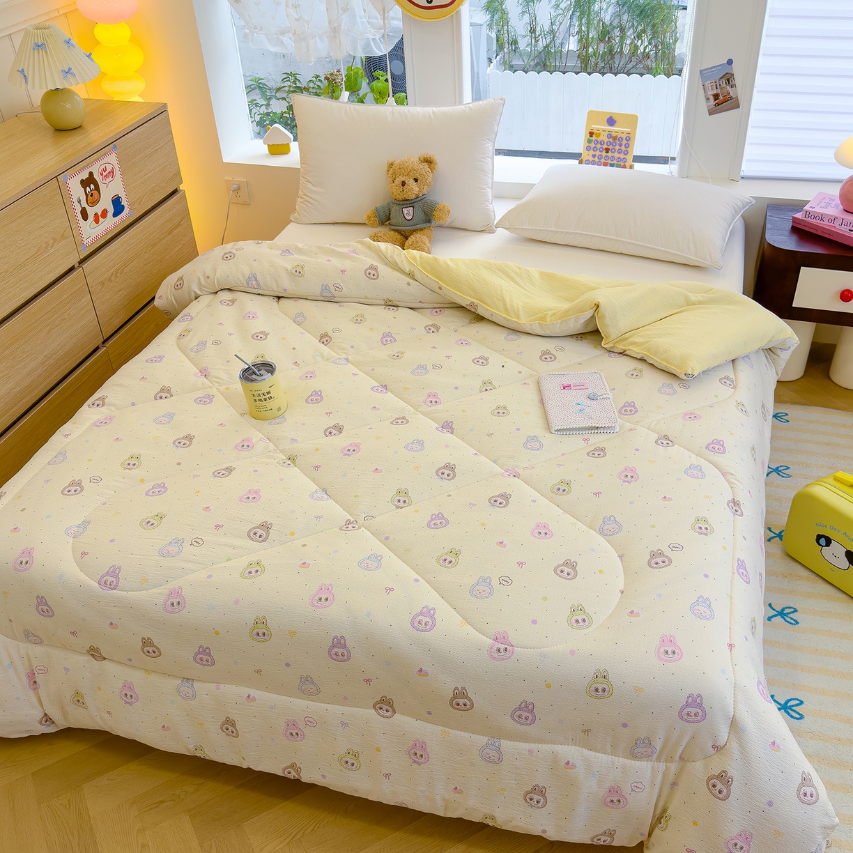 91家纺网 家纺一手货源 找家纺 弗苓家纺 2025新款A类云感有氧双层纱冬被被子被芯 拉布布