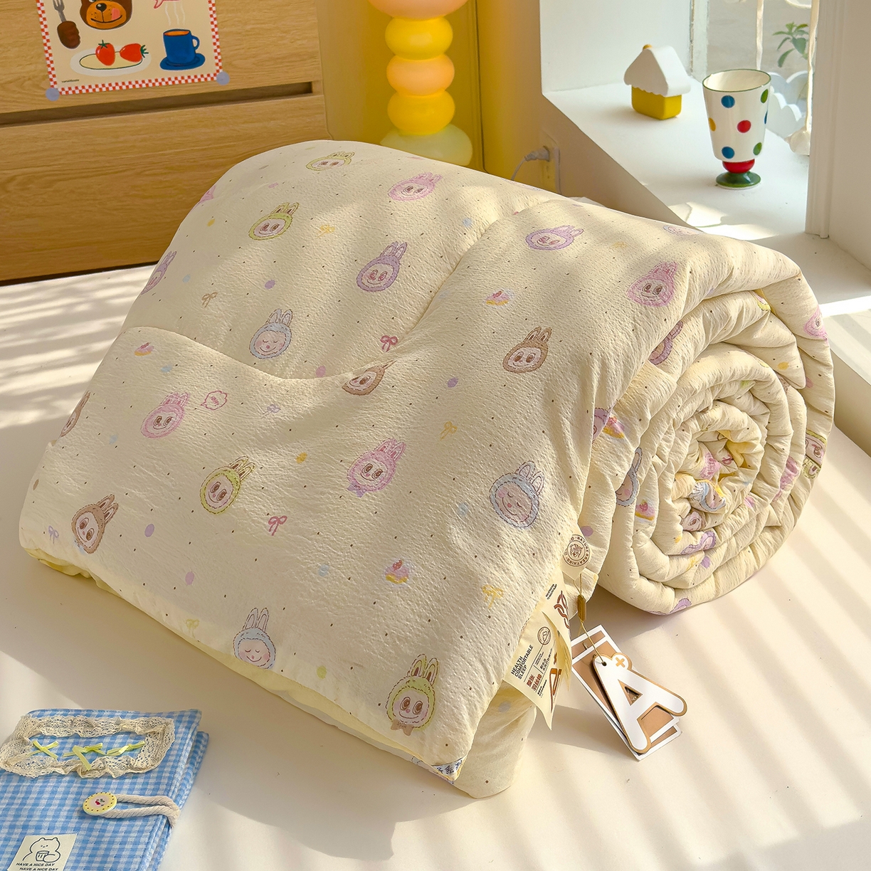 91家纺网 家纺一手货源 找家纺 弗苓家纺 2025新款A类云感有氧双层纱冬被被子被芯 拉布布