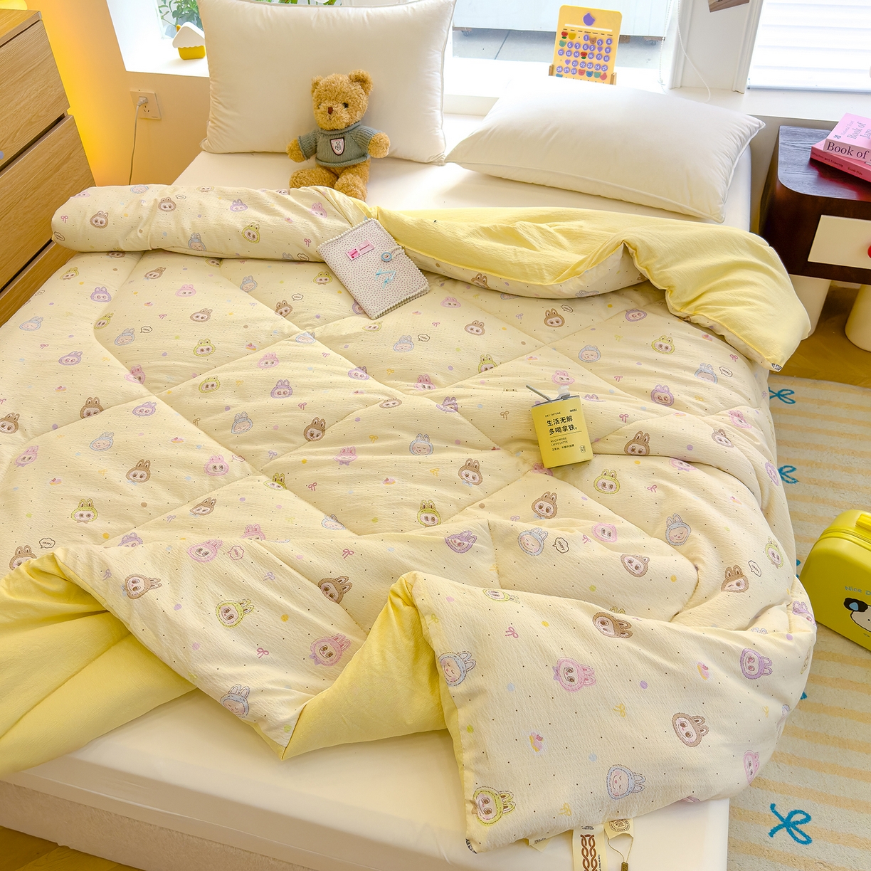 91家纺网 家纺一手货源 找家纺 弗苓家纺 2025新款A类云感有氧双层纱冬被被子被芯 拉布布