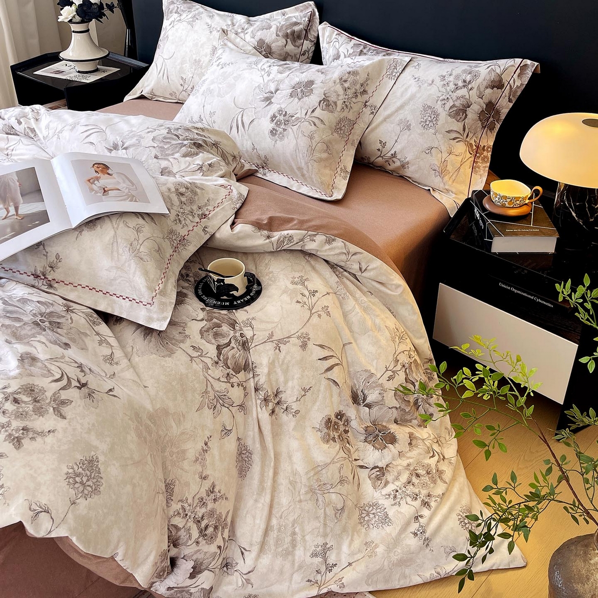 91家纺网 家纺一手货源 找家纺 宜家坊 2025新款升级疆大白全棉加厚生态磨毛四件套 远黛-灰